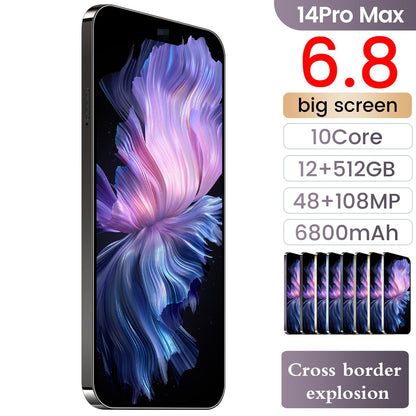 14PROMA X Unlocked Cell Phone,Long Battery Life 6.82" HD Screen Unlocked Phones,Android13 12+512GB Smartphone with 128G Memory Card,Dual SIM/Fingerprint Lock/Face ID/GPS (Purple)