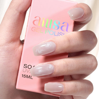 AILLSA Milky Pink Nude Gel Nail Polish, 15ml Translucent Soak Off UV LED Light Cure Gel Polish, Long Lasting for French Nail Art Salon DIY Manicure at Home