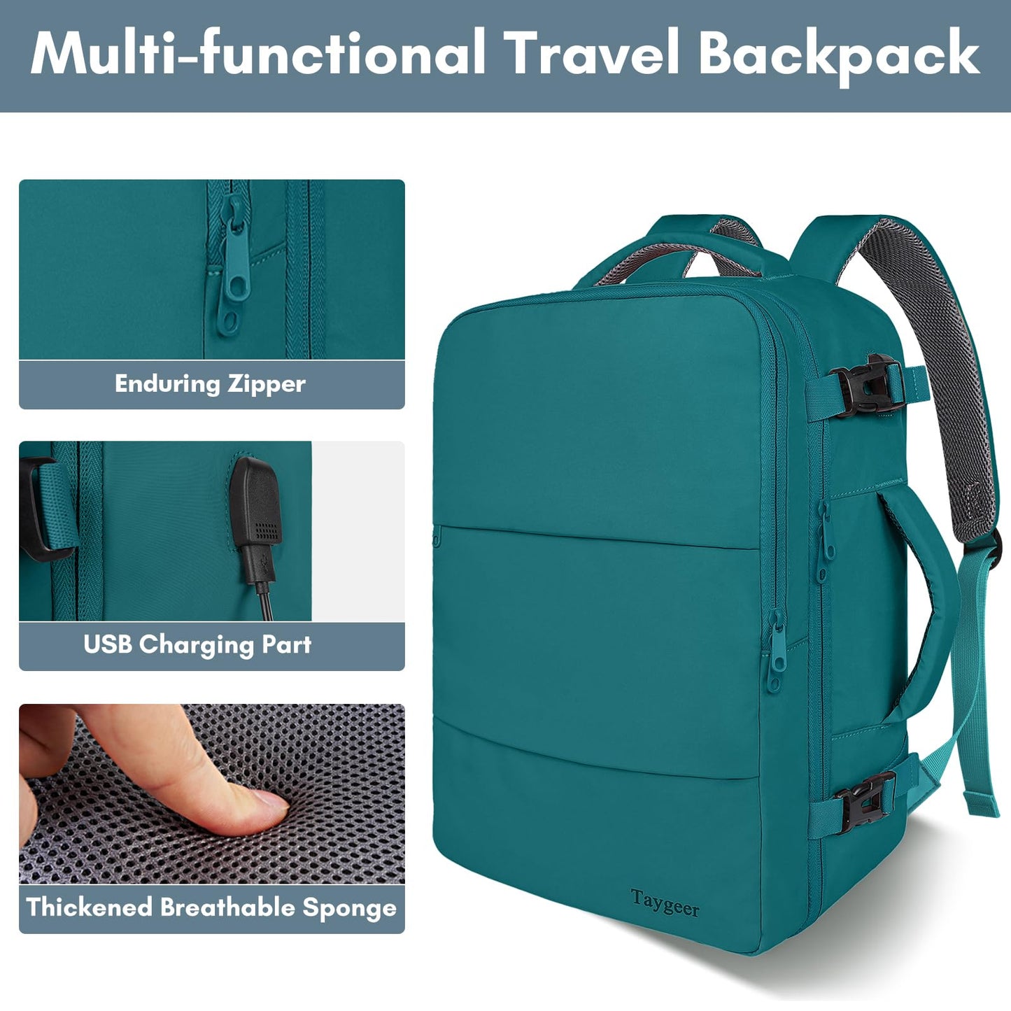 Taygeer Travel Backpack for Women, Carry On Backpack with USB Charging Port & Shoe Pouch, TSA 15.6inch Laptop Mochila Flight Approved, Nurse Bag Casual Daypack for Weekender Business Hiking, Pink