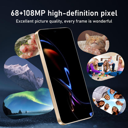 16PROMA X 16GB+1TB 6.99" HD Screen Smartphone Unlocked Cell Phone,Battery 7000mAh Unlocked The Phone, Android 14 Fingerprint Button Unlock/GPS/Dual SIM/5G/Face ID(Desert Titanium)