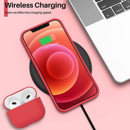 ORNARTO Compatible with iPhone 12 Case, Compatible with iPhone 12 Pro Case, Slim Liquid Silicone 3 Layers Full Covered Soft Gel Rubber Phone Case Cover 6.1 inch-White