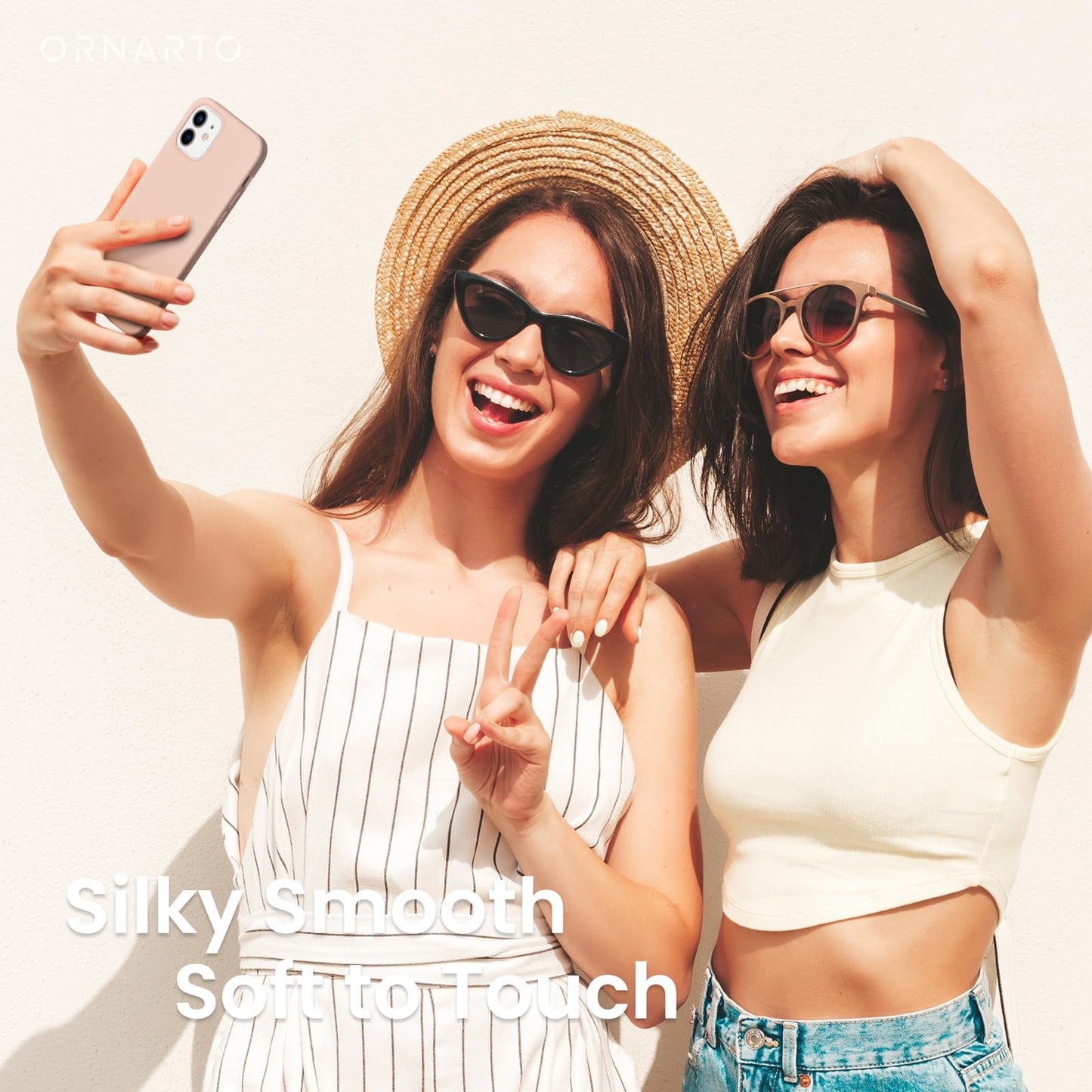 ORNARTO Compatible with iPhone 12 Case, Compatible with iPhone 12 Pro Case, Slim Liquid Silicone 3 Layers Full Covered Soft Gel Rubber Phone Case Cover 6.1 inch-White