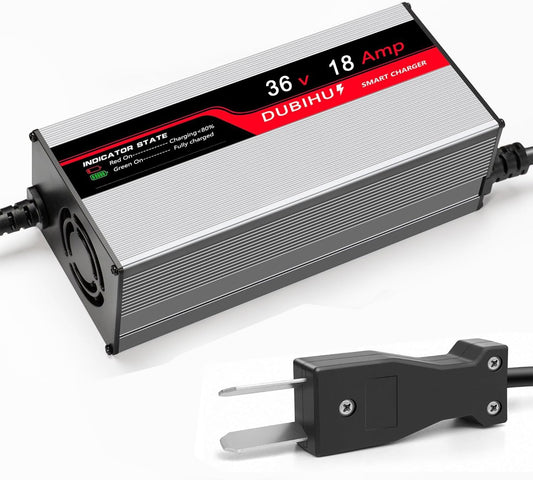 36V 18A Golf Cart Battery Charger for Lead Acid Batteries ，16FT Long Cable, Works with Club Car & Yamaha Crowfoot ，Intelligent 3-Stage Charging System for Fast and Efficient Charging