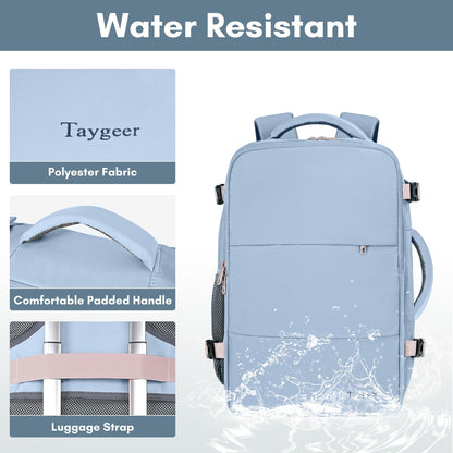 Taygeer Travel Backpack for Women, Carry On Backpack with USB Charging Port & Shoe Pouch, TSA 15.6inch Laptop Mochila Flight Approved, Nurse Bag Casual Daypack for Weekender Business Hiking, Pink