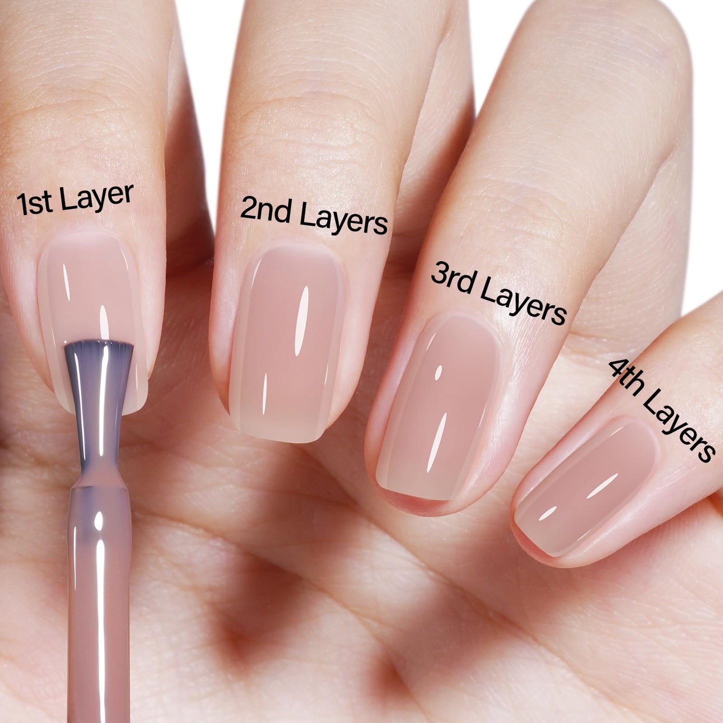 AILLSA Milky Pink Nude Gel Nail Polish, 15ml Translucent Soak Off UV LED Light Cure Gel Polish, Long Lasting for French Nail Art Salon DIY Manicure at Home