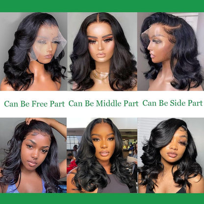 Wear and Go Glueless Wigs Pre Plucked Pre Cut 4x4 Body Wave Bob Wig Human Hair wigs for black women Short Bob Wig Human Hair 180 dentisty natrual color 14inch