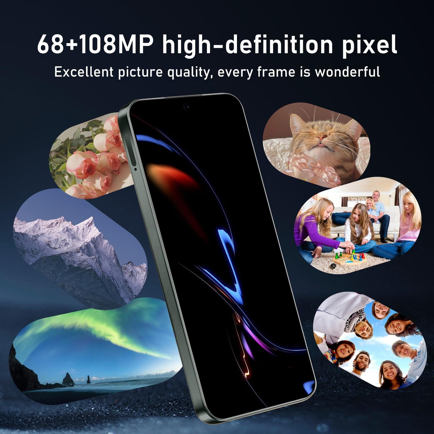 16PROMA X 16GB+1TB 6.99" HD Screen Smartphone Unlocked Cell Phone,Battery 7000mAh Unlocked The Phone, Android 14 Fingerprint Button Unlock/GPS/Dual SIM/5G/Face ID(Desert Titanium)