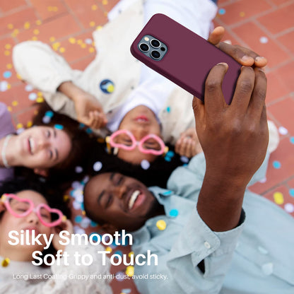 ORNARTO Compatible with iPhone 12 Case, Compatible with iPhone 12 Pro Case, Slim Liquid Silicone 3 Layers Full Covered Soft Gel Rubber Phone Case Cover 6.1 inch-White