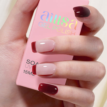 AILLSA Milky Pink Nude Gel Nail Polish, 15ml Translucent Soak Off UV LED Light Cure Gel Polish, Long Lasting for French Nail Art Salon DIY Manicure at Home