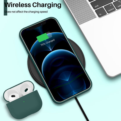 ORNARTO Compatible with iPhone 12 Case, Compatible with iPhone 12 Pro Case, Slim Liquid Silicone 3 Layers Full Covered Soft Gel Rubber Phone Case Cover 6.1 inch-White