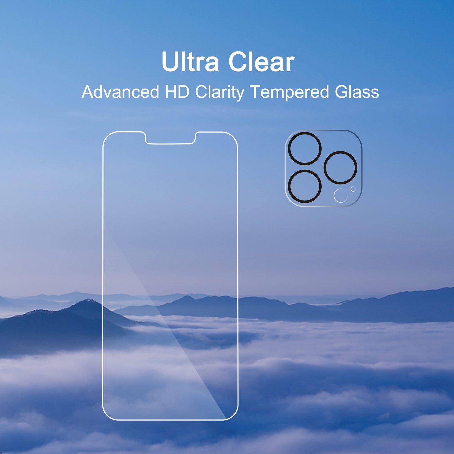 Ailun 2 Pack Screen Protector for iPhone 13 [6.1 inch Display] with 2 Pack Tempered Glass Camera Lens Protector,[9H Hardness]-HD