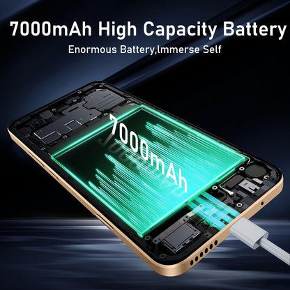 16PROMA X 16GB+1TB 6.99" HD Screen Smartphone Unlocked Cell Phone,Battery 7000mAh Unlocked The Phone, Android 14 Fingerprint Button Unlock/GPS/Dual SIM/5G/Face ID(Desert Titanium)