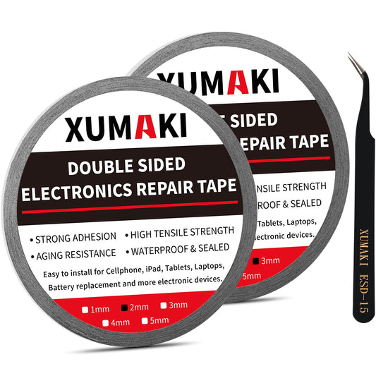 2mm / 3mm x 50M LCD Repair Tape Phone Screen Adhesive Tape LCD Touch Screen Repair Tape with 1 Tweezers for Cell Phone, iPad, Tablets, Laptops, LCD Screen