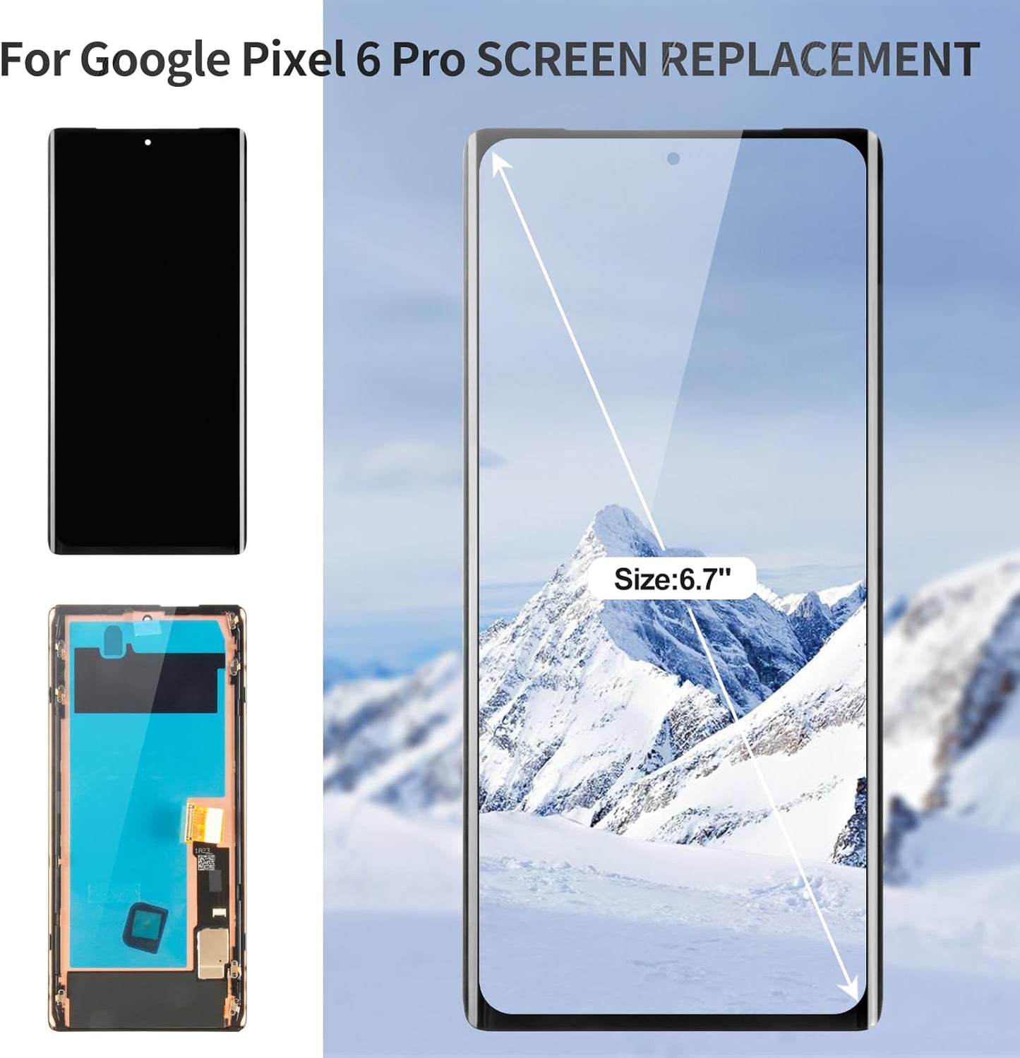 OLED for Google Pixel 6 Pro Screen Replacement 5g for Google Pixel 6 Pro Display Digitizer for Pixel 6 Pro G8VOU LCD Touch Screen Assembly with Frame GLUOG GF5KQ Black (with Fingerprint Function)