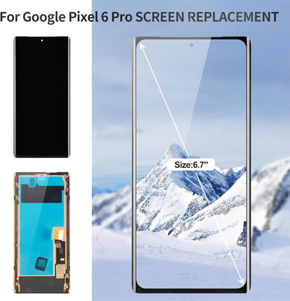 OLED for Google Pixel 6 Pro Screen Replacement 5g for Google Pixel 6 Pro Display Digitizer for Pixel 6 Pro G8VOU LCD Touch Screen Assembly with Frame GLUOG GF5KQ Black (with Fingerprint Function)
