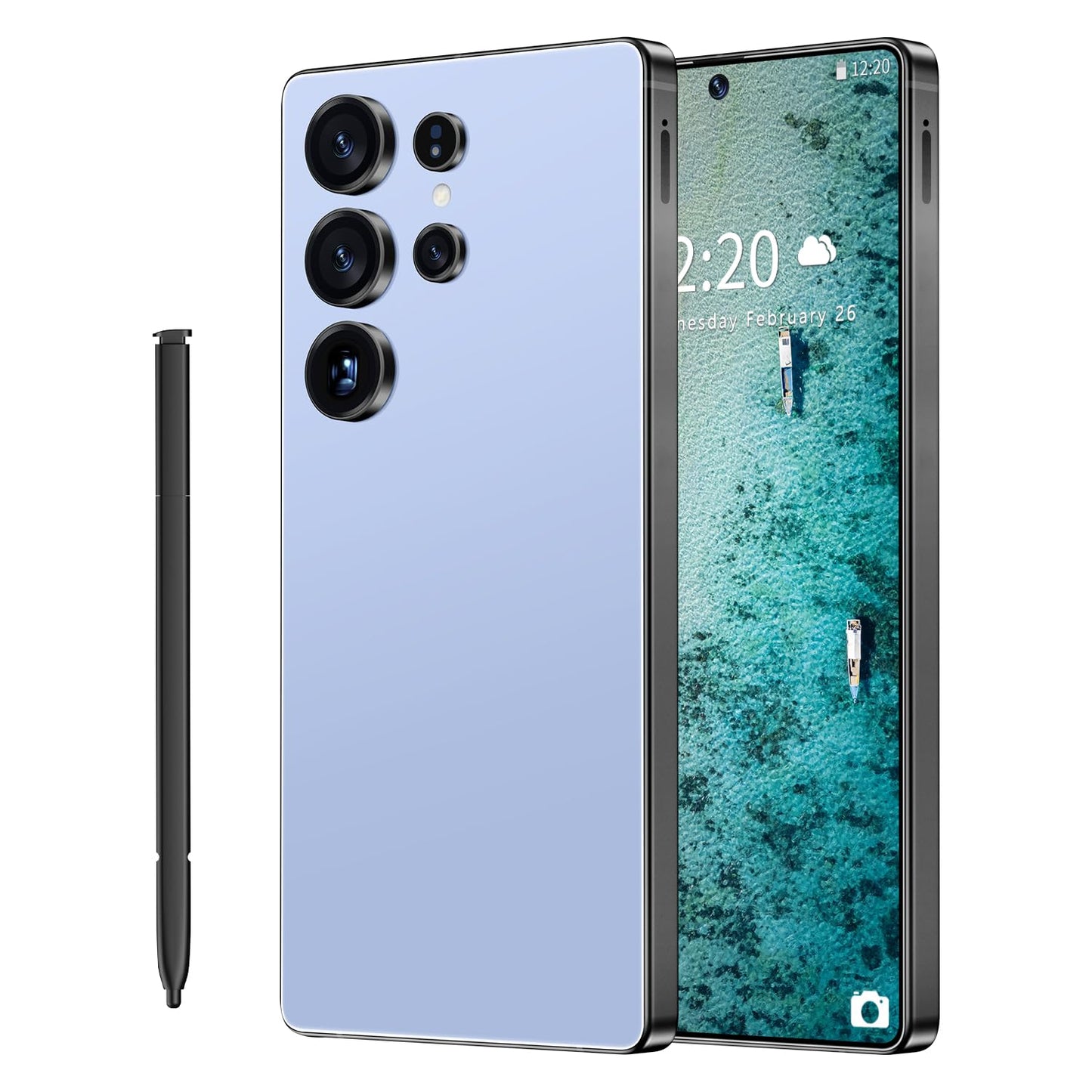 SZV I25 Ultra Unlocked Cell Phone,12+512GB 5G Unlocked Phone, Built in Pen Android 14 Battery 7000mAh 6.99" HD Screen Smartphone, Dual SIM/Face ID/Fingerprint Lock/GPS (Cyan, 12+512)