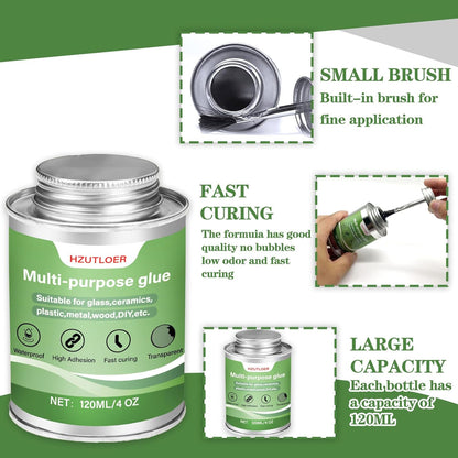 Multi-Purpose Super Glue | 120ml (4oz) High Strength Clear Adhesive with Brush | for Wood, Ceramics, Leather, Plastic | DIY Crafts & Metal Repair