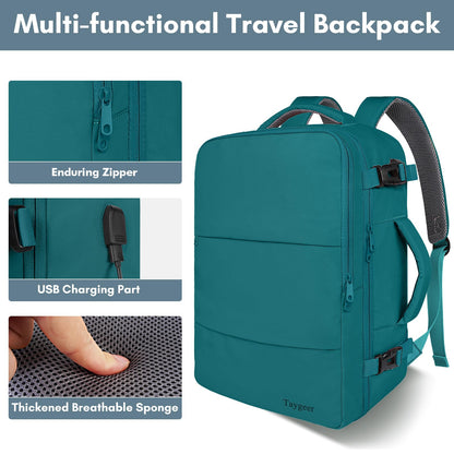 Taygeer Travel Backpack for Women, Carry On Backpack with USB Charging Port & Shoe Pouch, TSA 15.6inch Laptop Mochila Flight Approved, Nurse Bag Casual Daypack for Weekender Business Hiking, Pink