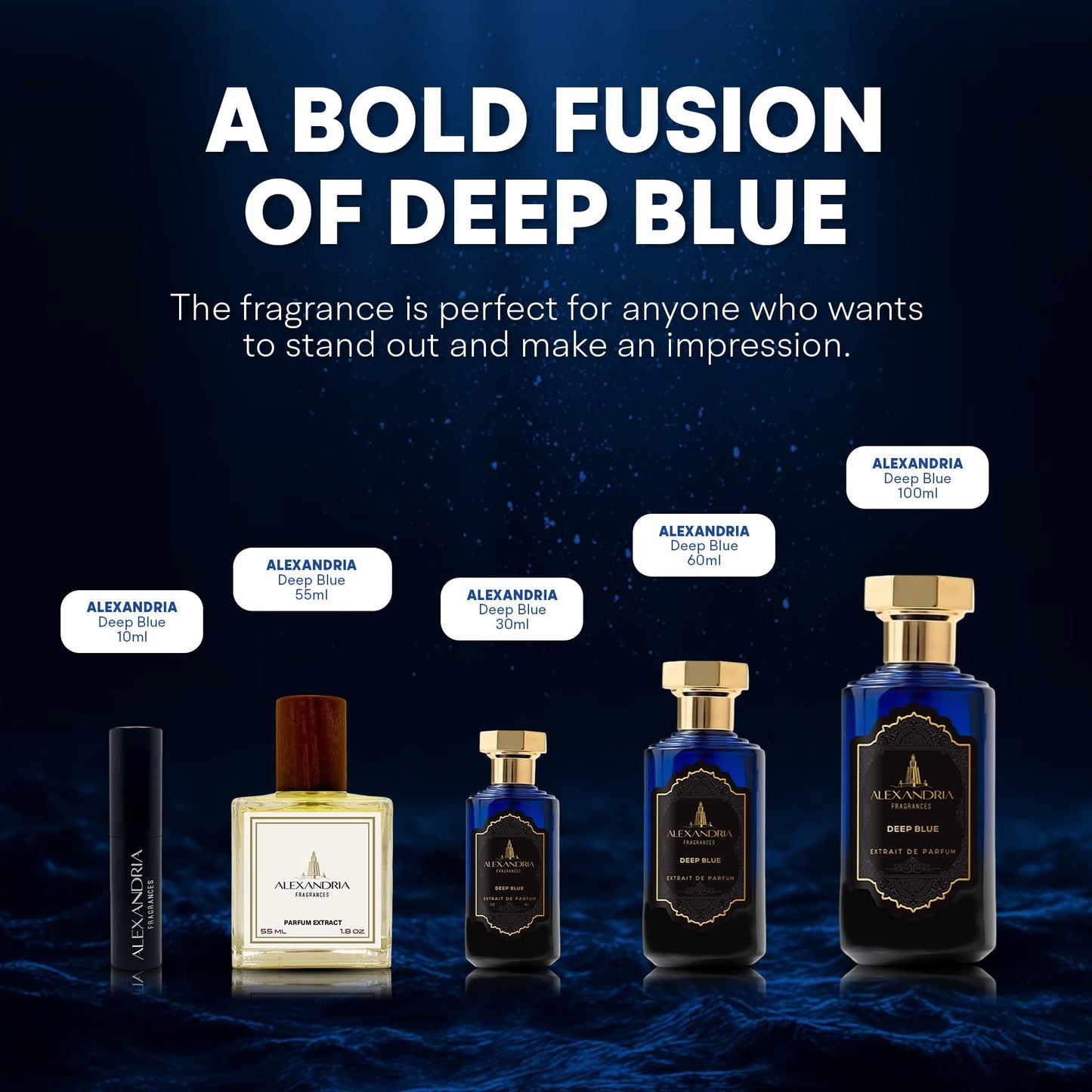 Alexandria Fragrances Deep Blue Perfume - Long Lasting Eau de Parfum for Men and Women - Fresh Citrus Parfum with Mint, Black Currant, Neroli and Musk - Luxury Men’s Cologne for Every Occasion - 10ml