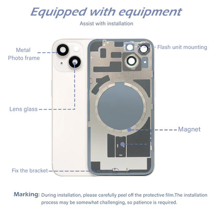 14 Back Glass Replacement with Metal Camera Frame &Magnet for iPhone 14(6.1-inch Red) & Includes Replacement Tools