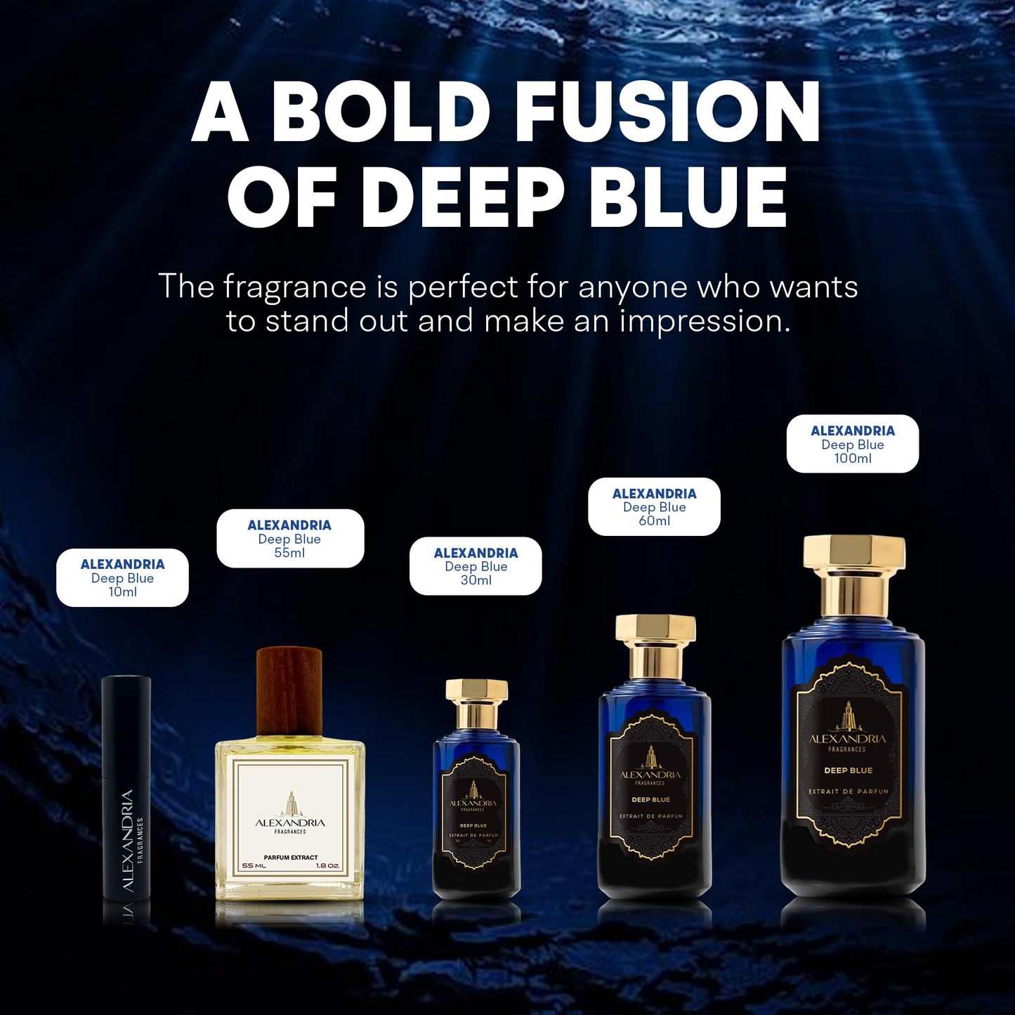 Alexandria Fragrances Deep Blue Perfume - Long Lasting Eau de Parfum for Men and Women - Fresh Citrus Parfum with Mint, Black Currant, Neroli and Musk - Luxury Men’s Cologne for Every Occasion - 10ml