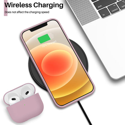 ORNARTO Compatible with iPhone 12 Case, Compatible with iPhone 12 Pro Case, Slim Liquid Silicone 3 Layers Full Covered Soft Gel Rubber Phone Case Cover 6.1 inch-White