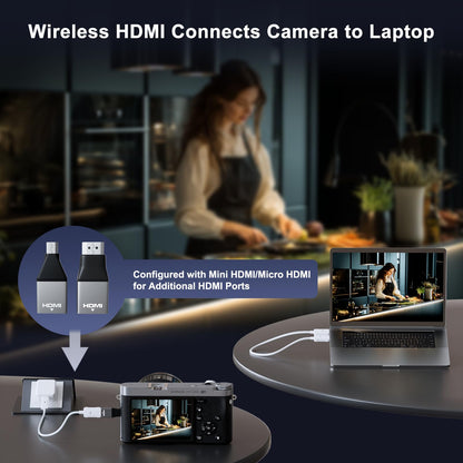 Wireless HDMI Transmitter and Receiver 4K Decode 1080P Output, HDMI Wireless Extender, Plug & Play, Support 2.4/5GHz for Streaming Video and Audio to Monitor from Laptop/Pc/Tv Box (Black)