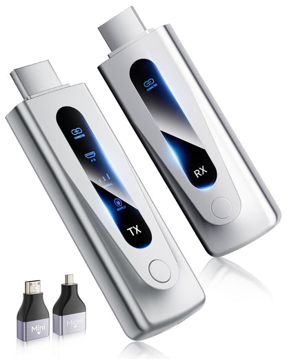 2025 Upgraded Wireless HDMI Transmitter and Receiver 328FT/100M, Plug & Play Portable 5G+2.4G Wireless HDMI Extender Kit for 4K Decode Input 1080P Output, for Audio to Monitor from Laptop/TV Box