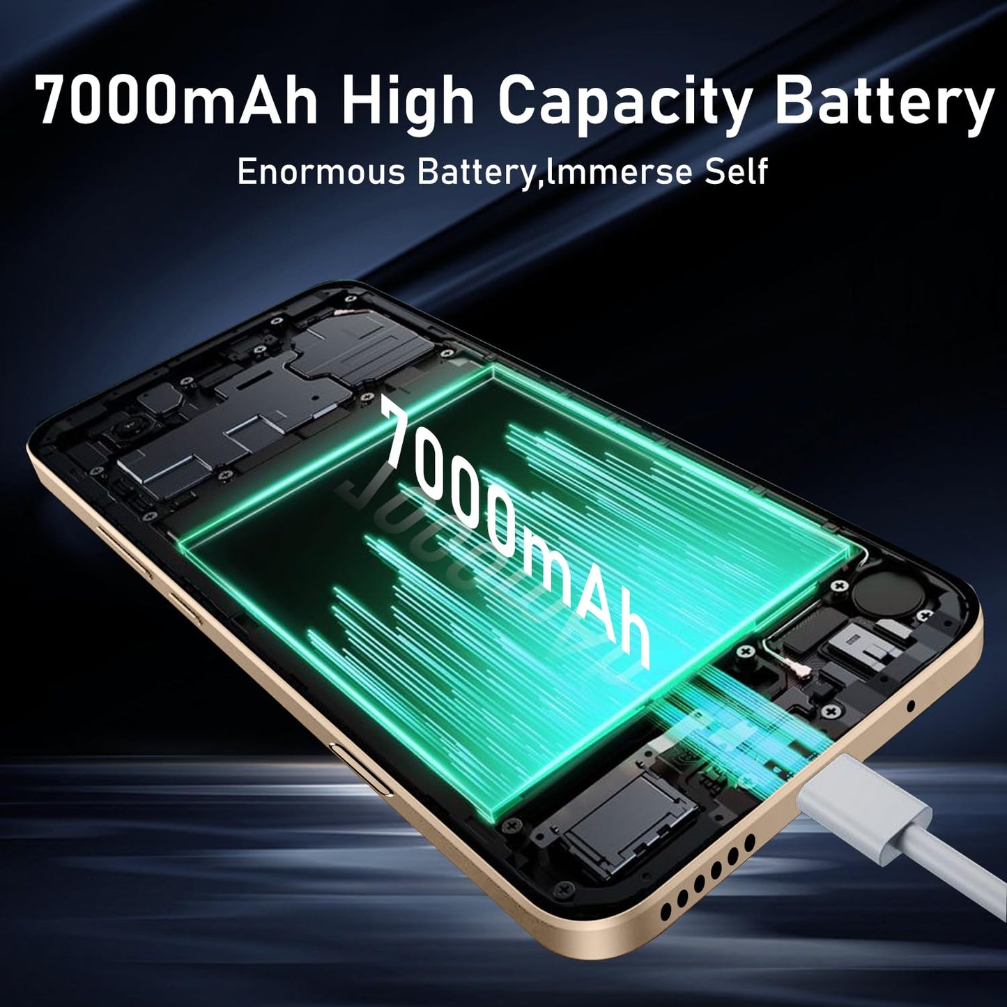 16PROMA X 16GB+1TB 6.99" HD Screen Smartphone Unlocked Cell Phone,Battery 7000mAh Unlocked The Phone, Android 14 Fingerprint Button Unlock/GPS/Dual SIM/5G/Face ID(Desert Titanium)