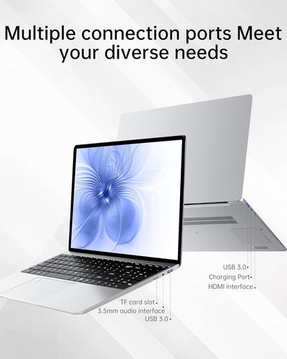 15.6“ 16GB RAM+512GB Laptop Computer, 4C4T N95 1.7-3.4GHz Win11 Notebook Computer, Fingerprint Reader, 8000mAh Battery PC, WiFi 2.4/5GHz, Bluetooth 4.2, Silver