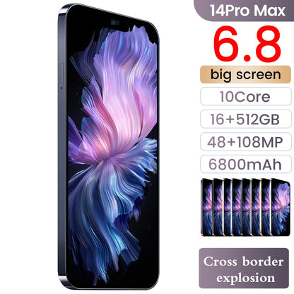 14PROMA X Unlocked Cell Phone,Long Battery Life 6.82" HD Screen Unlocked Phones,Android13 12+512GB Smartphone with 128G Memory Card,Dual SIM/Fingerprint Lock/Face ID/GPS (Purple)
