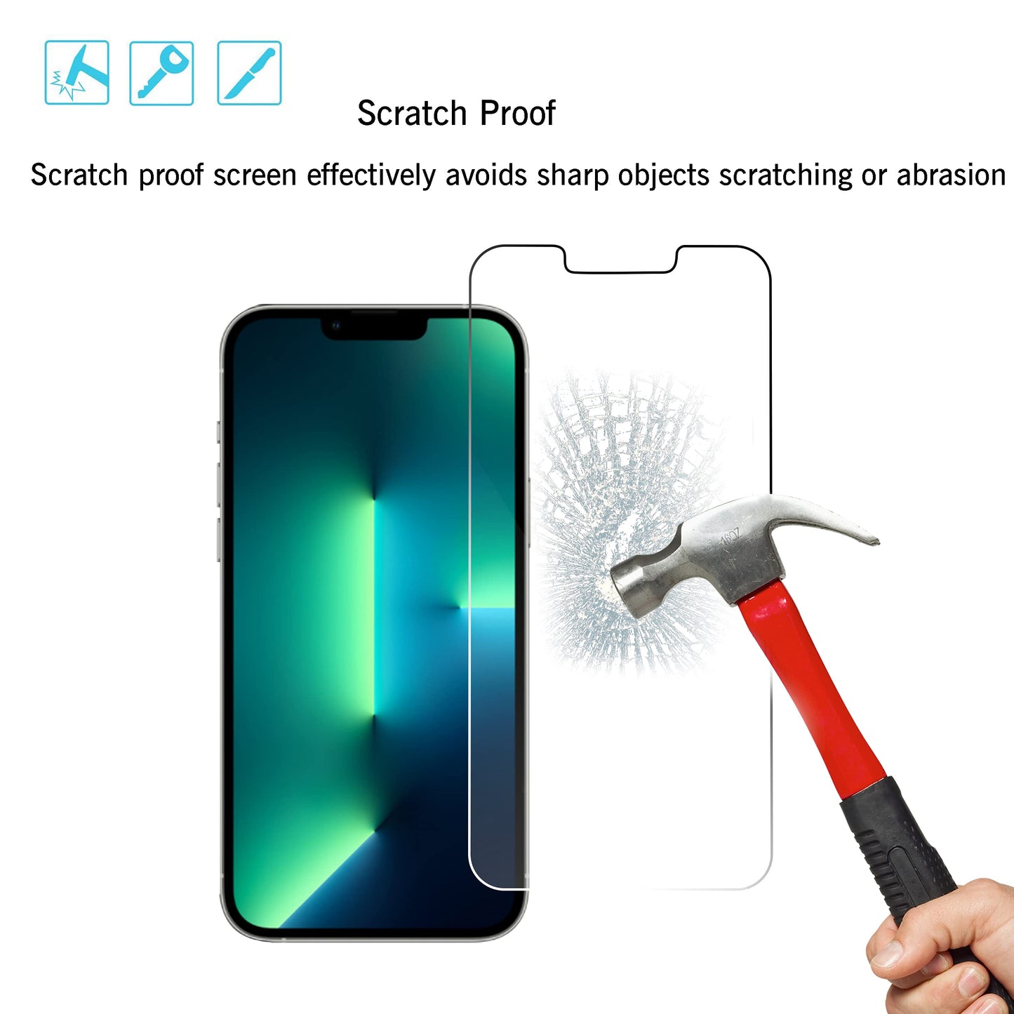 Ailun 2 Pack Screen Protector for iPhone 13 [6.1 inch Display] with 2 Pack Tempered Glass Camera Lens Protector,[9H Hardness]-HD