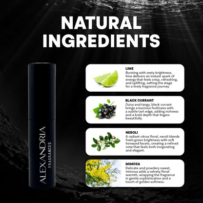 Alexandria Fragrances Deep Blue Perfume - Long Lasting Eau de Parfum for Men and Women - Fresh Citrus Parfum with Mint, Black Currant, Neroli and Musk - Luxury Men’s Cologne for Every Occasion - 10ml