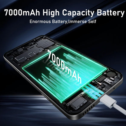 16PROMA X 16GB+1TB 6.99" HD Screen Smartphone Unlocked Cell Phone,Battery 7000mAh Unlocked The Phone, Android 14 Fingerprint Button Unlock/GPS/Dual SIM/5G/Face ID(Desert Titanium)