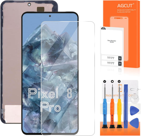 OLED for Google Pixel 8 Pro Screen Replacement for Google Pixel 8 Pro 5G LCD Display GC3VE G1MNW Screen Touch Digitizer Assembly Repair Part Without Frame (with Fingerprint Function)