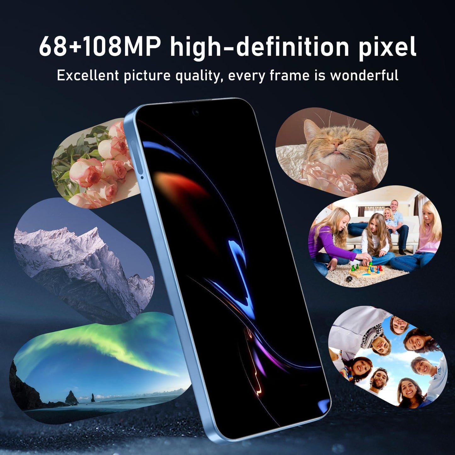 16PROMA X 16GB+1TB 6.99" HD Screen Smartphone Unlocked Cell Phone,Battery 7000mAh Unlocked The Phone, Android 14 Fingerprint Button Unlock/GPS/Dual SIM/5G/Face ID(Desert Titanium)