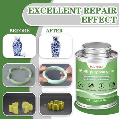 Multi-Purpose Super Glue | 120ml (4oz) High Strength Clear Adhesive with Brush | for Wood, Ceramics, Leather, Plastic | DIY Crafts & Metal Repair