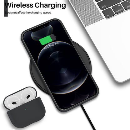 ORNARTO Compatible with iPhone 12 Case, Compatible with iPhone 12 Pro Case, Slim Liquid Silicone 3 Layers Full Covered Soft Gel Rubber Phone Case Cover 6.1 inch-White