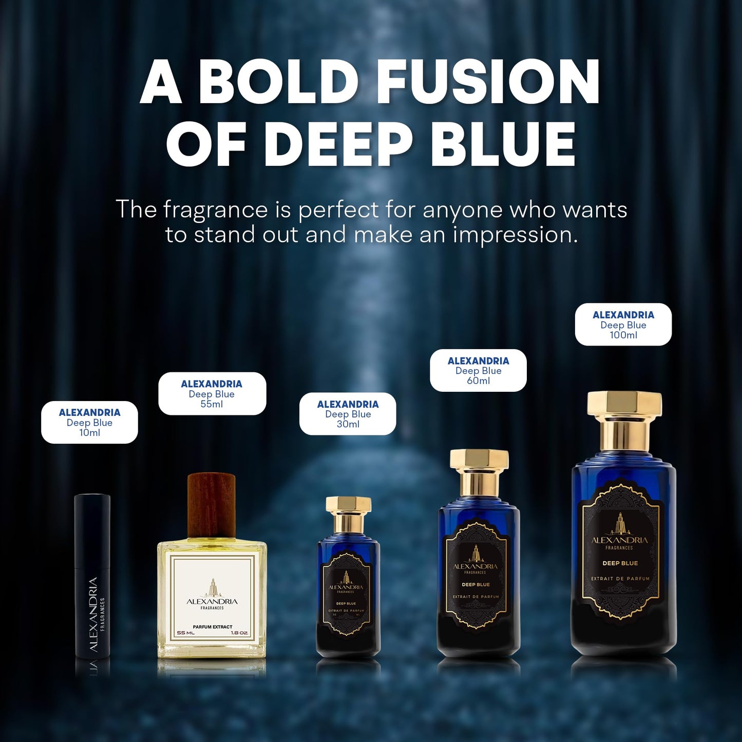 Alexandria Fragrances Deep Blue Perfume - Long Lasting Eau de Parfum for Men and Women - Fresh Citrus Parfum with Mint, Black Currant, Neroli and Musk - Luxury Men’s Cologne for Every Occasion - 10ml