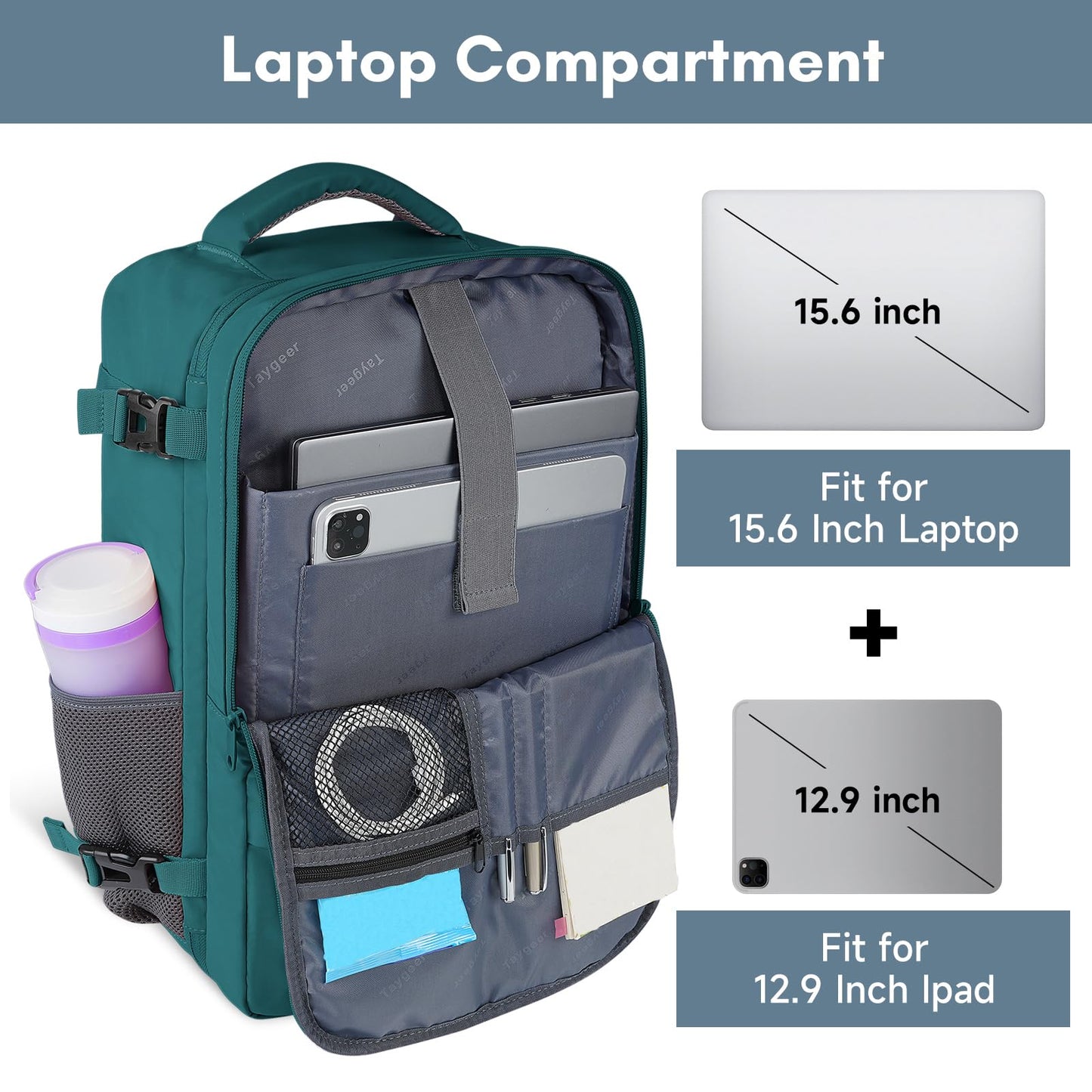 Taygeer Travel Backpack for Women, Carry On Backpack with USB Charging Port & Shoe Pouch, TSA 15.6inch Laptop Mochila Flight Approved, Nurse Bag Casual Daypack for Weekender Business Hiking, Pink