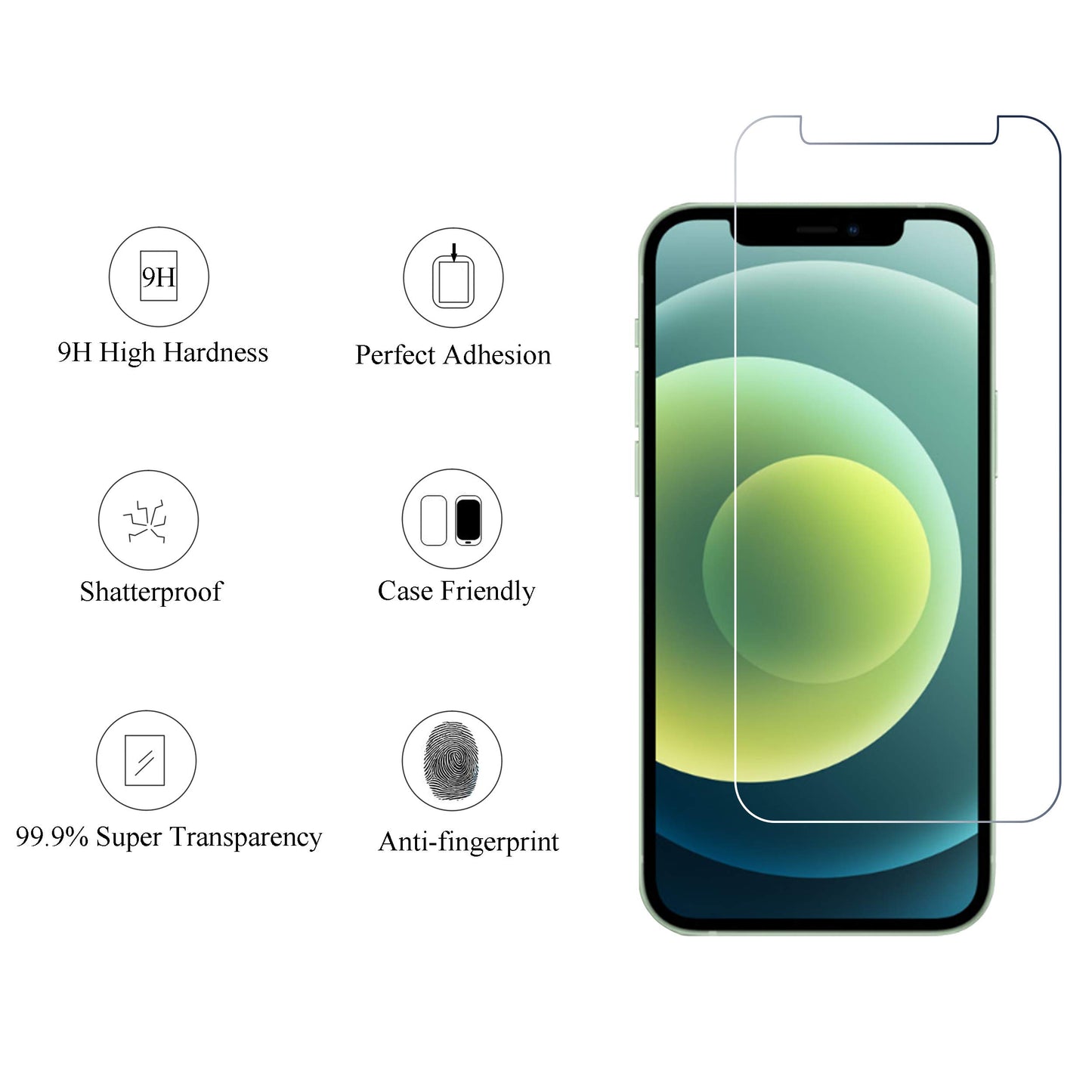 Ailun 2 Pack Screen Protector for iPhone 13 [6.1 inch Display] with 2 Pack Tempered Glass Camera Lens Protector,[9H Hardness]-HD