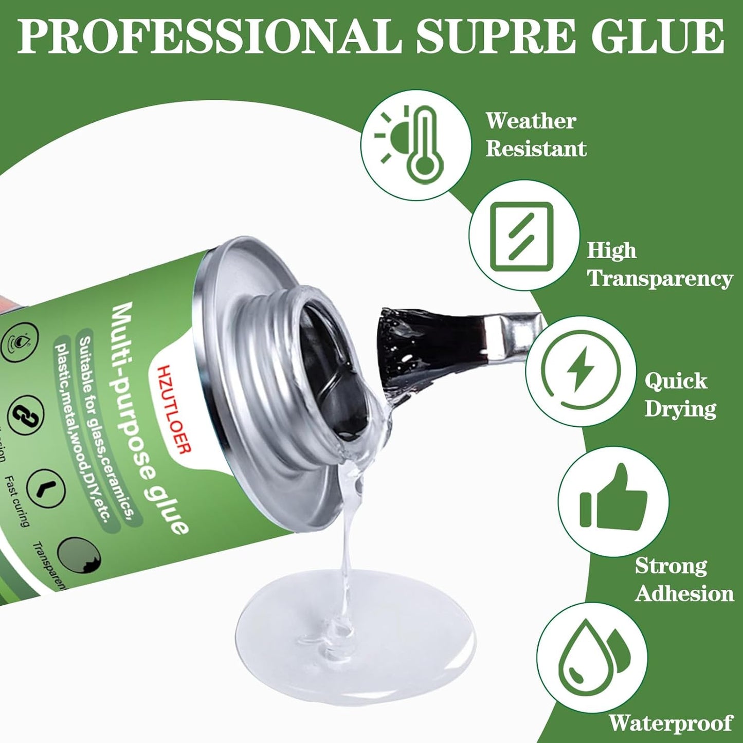 Multi-Purpose Super Glue | 120ml (4oz) High Strength Clear Adhesive with Brush | for Wood, Ceramics, Leather, Plastic | DIY Crafts & Metal Repair