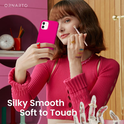 ORNARTO Compatible with iPhone 12 Case, Compatible with iPhone 12 Pro Case, Slim Liquid Silicone 3 Layers Full Covered Soft Gel Rubber Phone Case Cover 6.1 inch-White