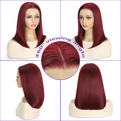 14 Inch Bob Wig Human Hair 13x6 Hd Transparent Lace Front Wigs Human Hair Pre Plucked Glueless Bob Wig 180% Density Short Straight Bob Wigs For Women