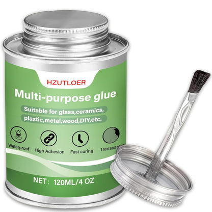 Multi-Purpose Super Glue | 120ml (4oz) High Strength Clear Adhesive with Brush | for Wood, Ceramics, Leather, Plastic | DIY Crafts & Metal Repair