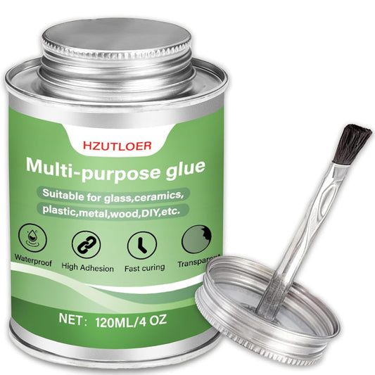 Multi-Purpose Super Glue | 120ml (4oz) High Strength Clear Adhesive with Brush | for Wood, Ceramics, Leather, Plastic | DIY Crafts & Metal Repair