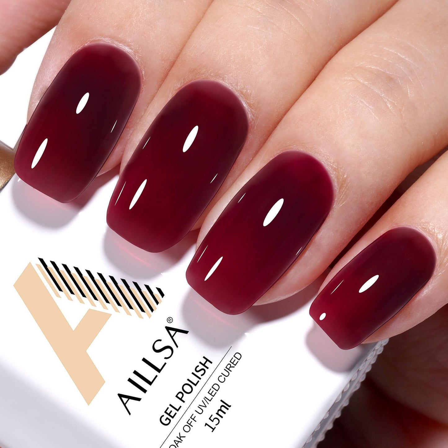 AILLSA Milky Pink Nude Gel Nail Polish, 15ml Translucent Soak Off UV LED Light Cure Gel Polish, Long Lasting for French Nail Art Salon DIY Manicure at Home