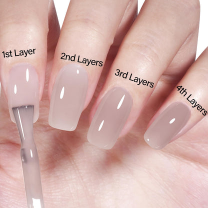 AILLSA Milky Pink Nude Gel Nail Polish, 15ml Translucent Soak Off UV LED Light Cure Gel Polish, Long Lasting for French Nail Art Salon DIY Manicure at Home