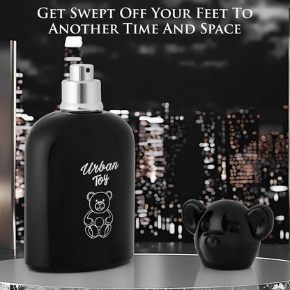 Urban Toy Eau De Parfum for Men 3.4 fl Oz - Top Notes of Italian Bergamot, Green Pear, Elemi, Pink Pepper & Indonesian Nutmeg - Base Accords of Haitian, Cashmeran, Sandalwood & Amber - 100ml Bottle