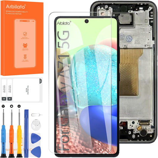 OLED Screen for Samsung A71 5G Screen Replacement for Galaxy A71 5G LCD Screen SM-A716F Touch Display Digitizer Assembly Repair Parts with Frame(with Fingerprint Function) (Not Fit A71 4G/A715)